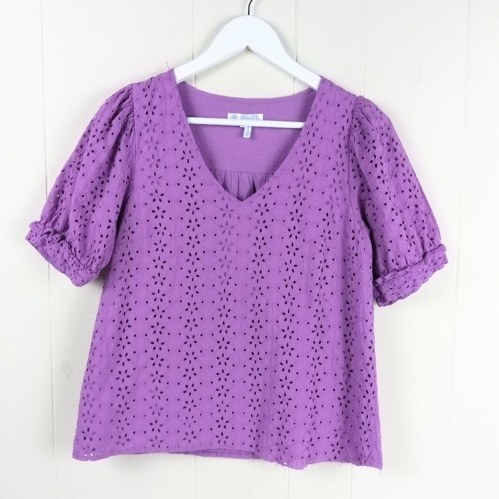 Draper James Purple Eyelet Top Size XS